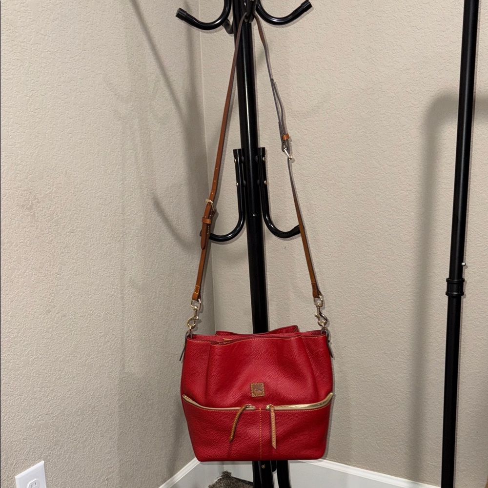 Dooney & Bourke Red Pebbled Leather Dawson Shoulder Bag - Picture 4 of 12
